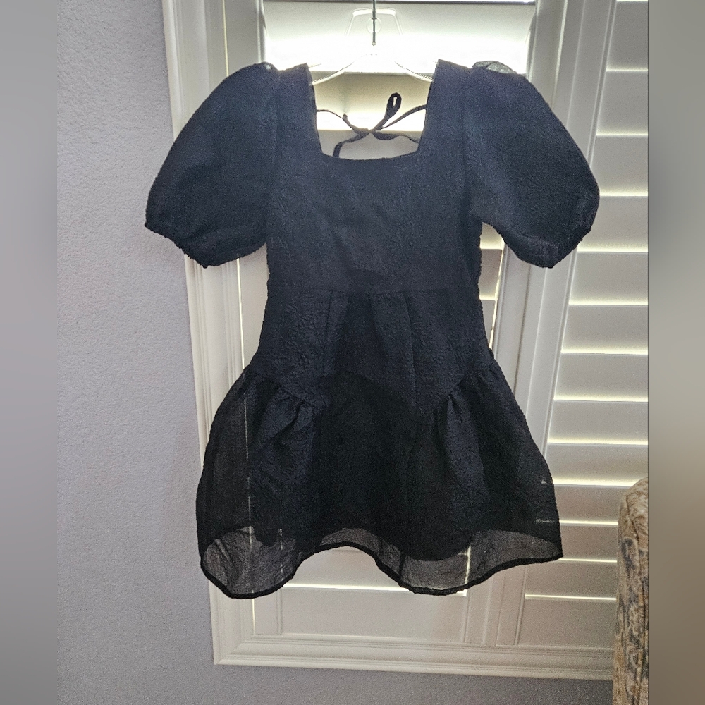 GB Girls Kids Black Puff-Sleeve Dress - Classic Party Dress